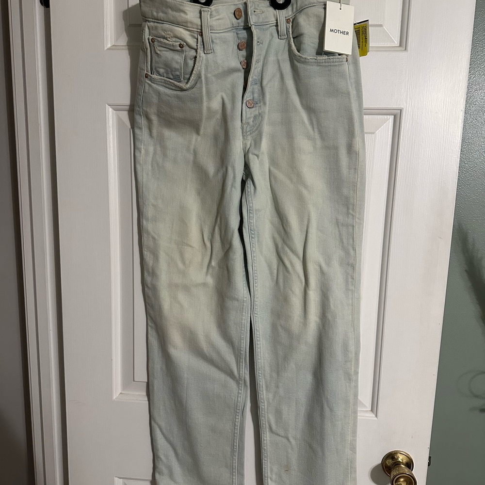 Mother Womens Pixie Tomcat Blue High Rise Ankle Denim Straight Leg Jeans NWT